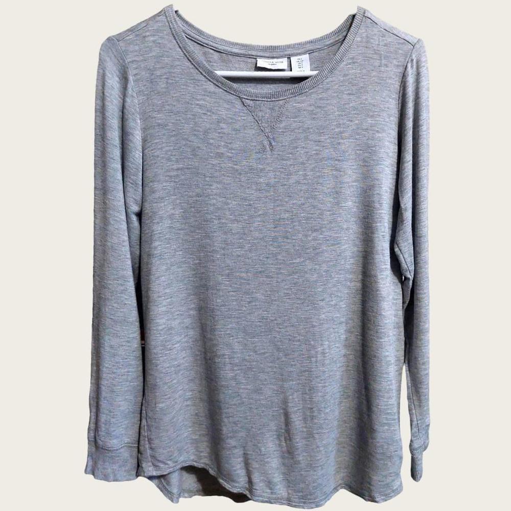 Tabitha Webb Sleepwear Long Sleeve Shirt, Small, Heather Gray
